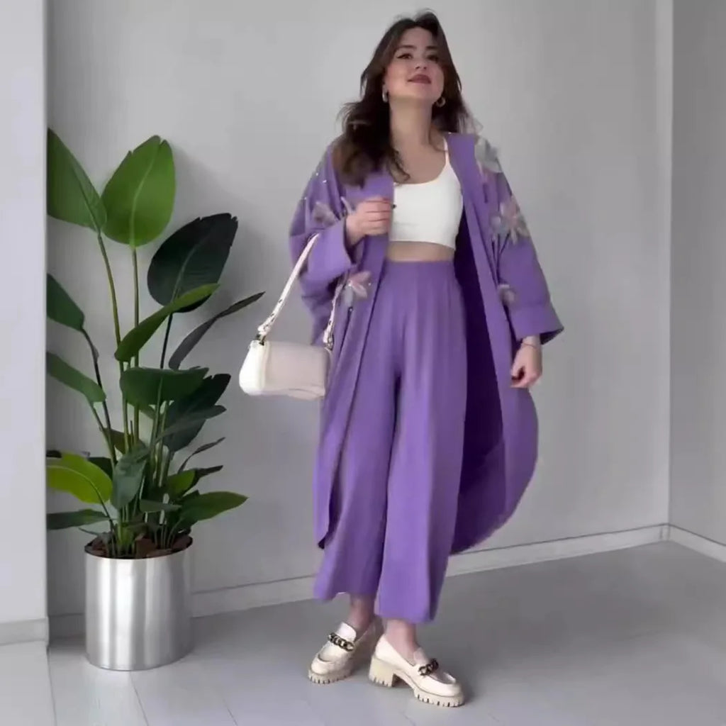 Conjunto Sandra - Tendência 2026 cardigan + calça (tendência belga)