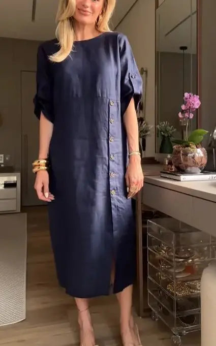 Vestido Lidia - Elegância e conforto em linho (tendência francesa)