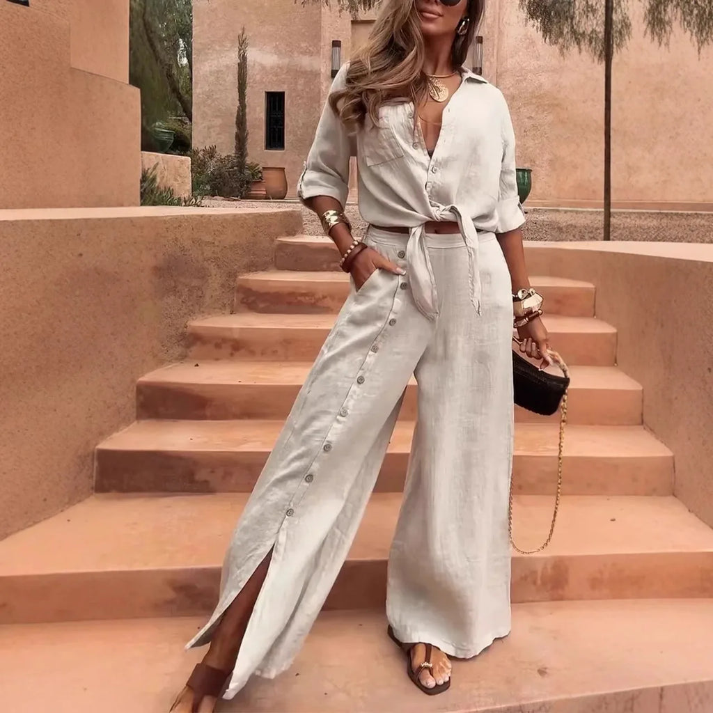 Conjunto Serena - Tendência em linho preferido das style mavens