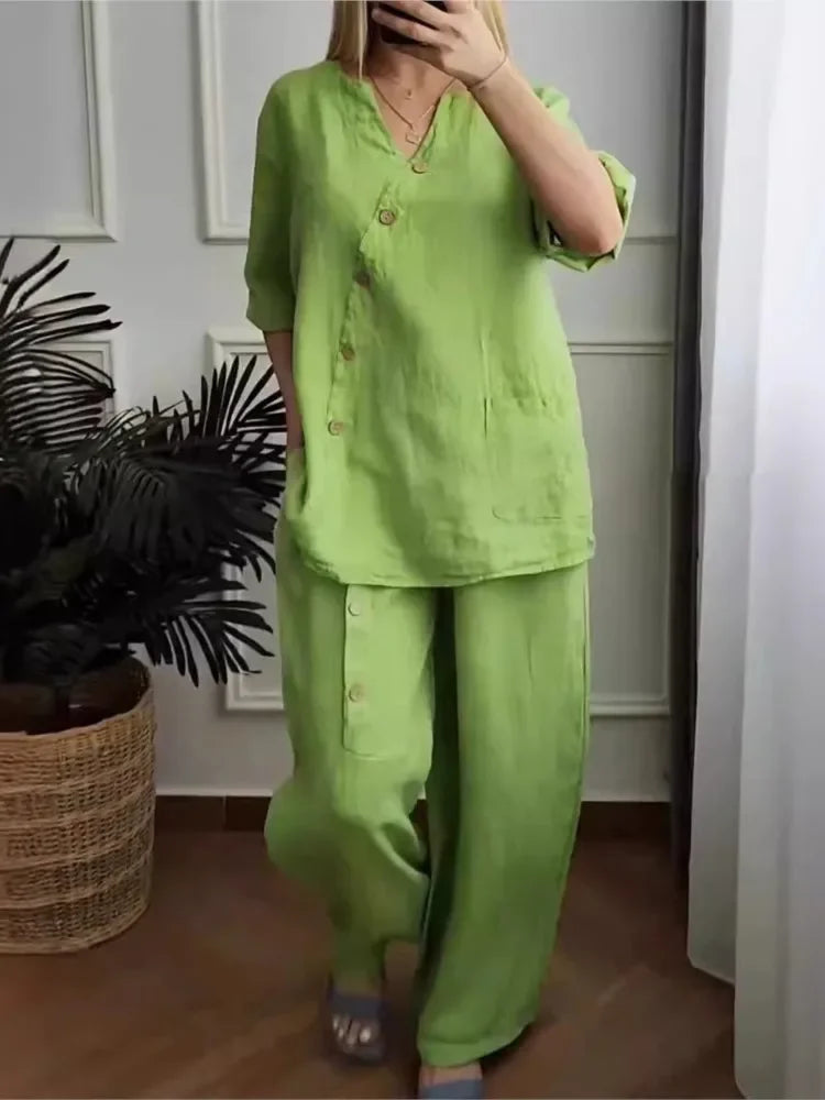 Conjunto Natalia - Seu style staple em linho (tendência grega)