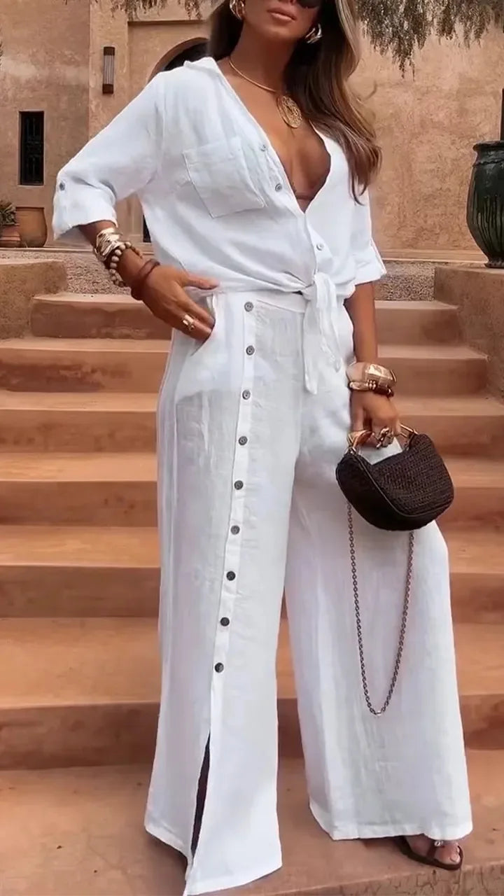 Conjunto Serena - Tendência em linho preferido das style mavens