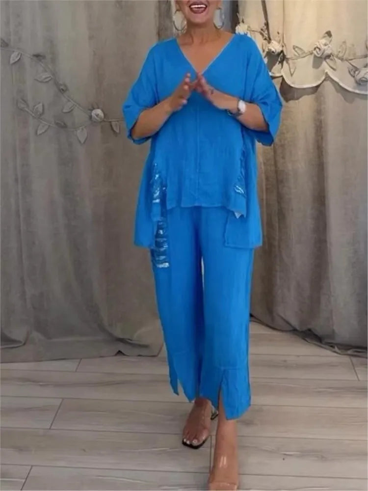 Conjunto Joana - Seu top pick em linho refinado (tendência grega)