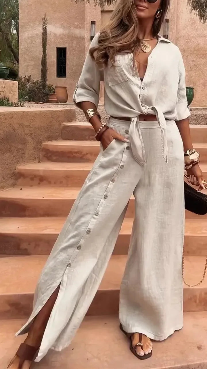 Conjunto Serena - Tendência em linho preferido das style mavens