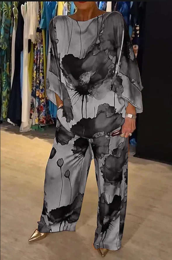 Conjunto Ester - Floral fluido top pick das trendsetters (tendência francesa)