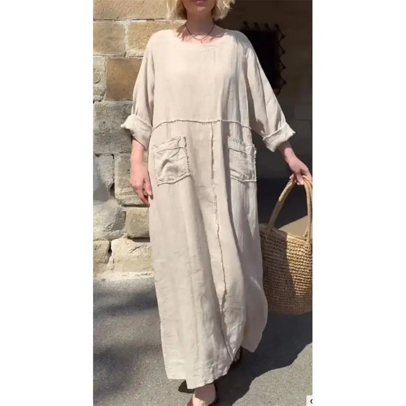 Vestido Valéria - Alta qualidade em linho preferido das style icons (tendência grega)