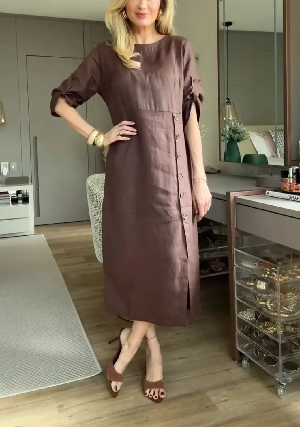 Vestido Lidia - Elegância e conforto em linho (tendência francesa)