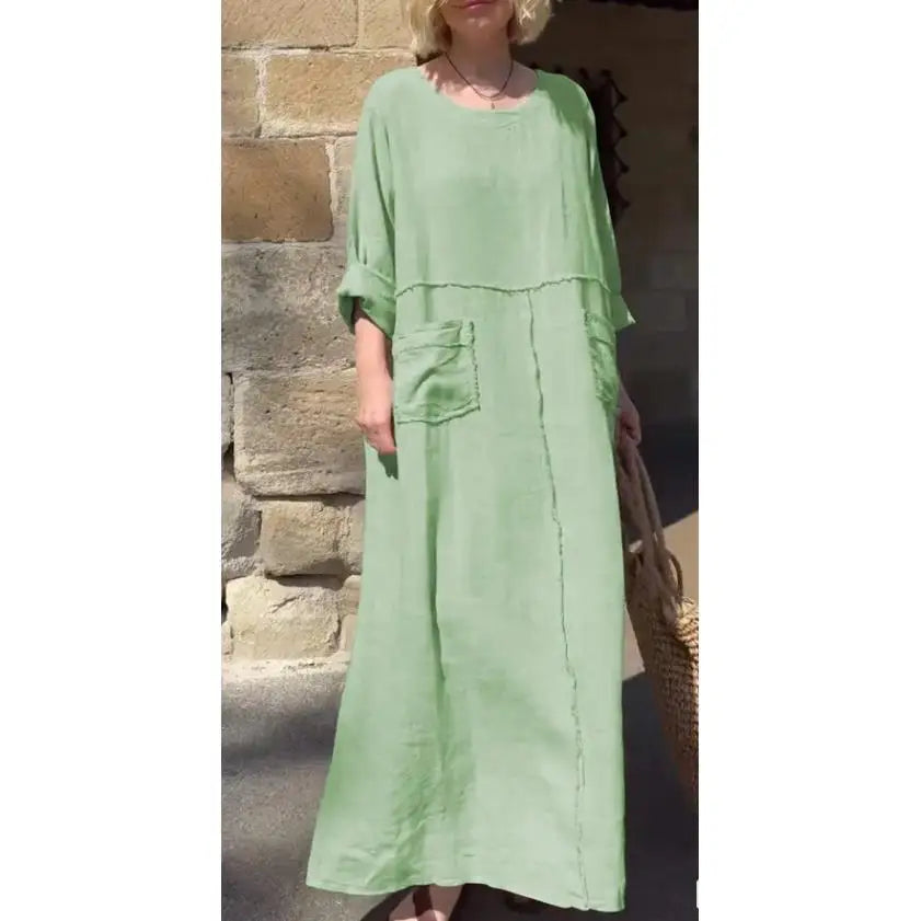 Vestido Valéria - Alta qualidade em linho preferido das style icons (tendência grega)