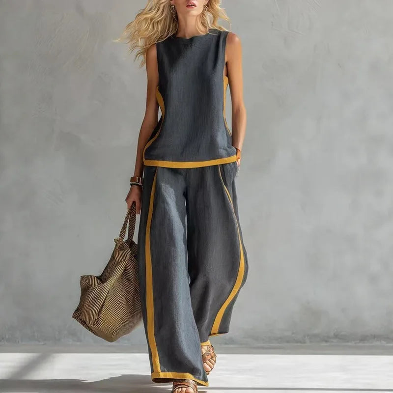 Conjunto Violeta - Seu standout piece em linho high quality (tendência grega)