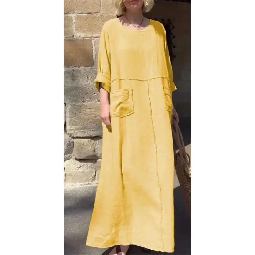 Vestido Valéria - Alta qualidade em linho preferido das style icons (tendência grega)