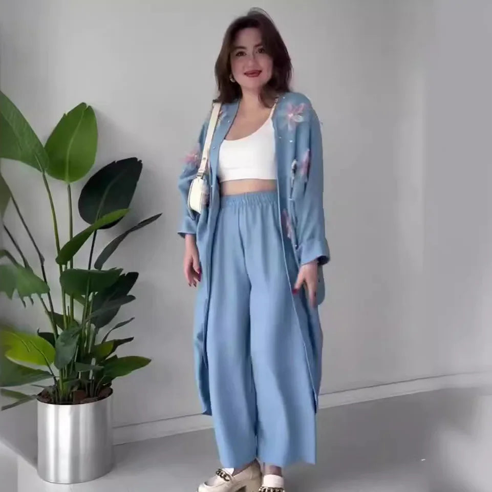 Conjunto Sandra - Tendência 2026 cardigan + calça (tendência belga)