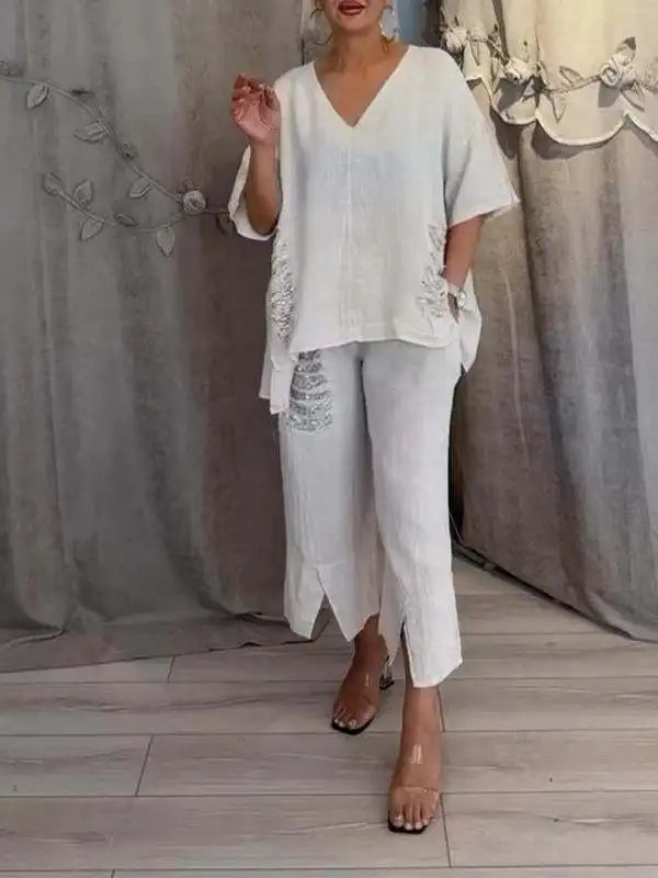 Conjunto Joana - Seu top pick em linho refinado (tendência grega)