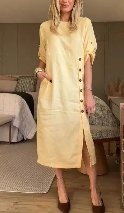 Vestido Lidia - Elegância e conforto em linho (tendência francesa)
