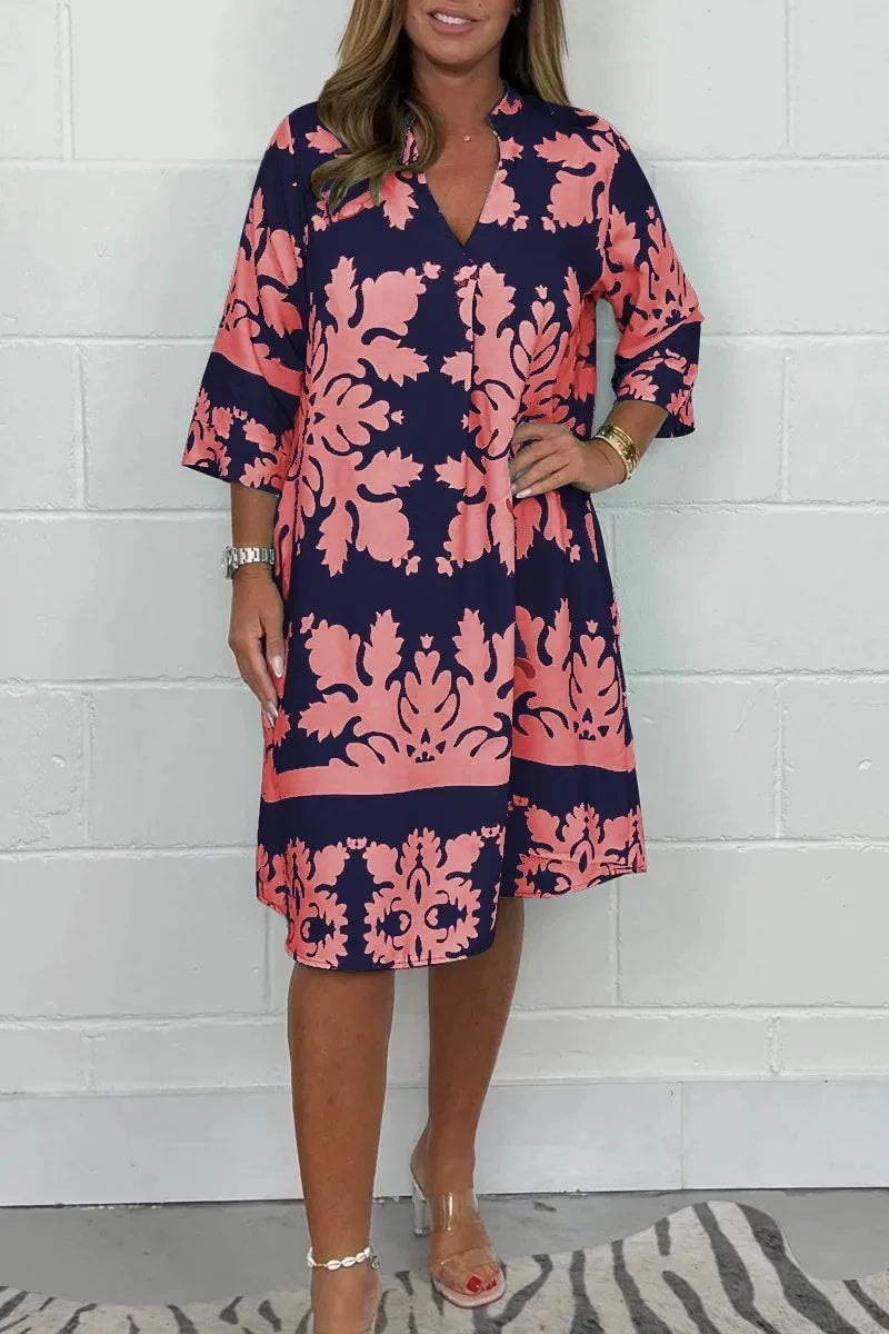 Vestido Lorena - Fluido estampado must-have para 2026 (tendência grega)