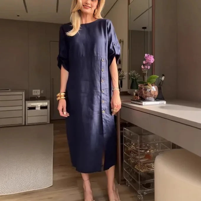 Vestido Lidia - Elegância e conforto em linho (tendência francesa)