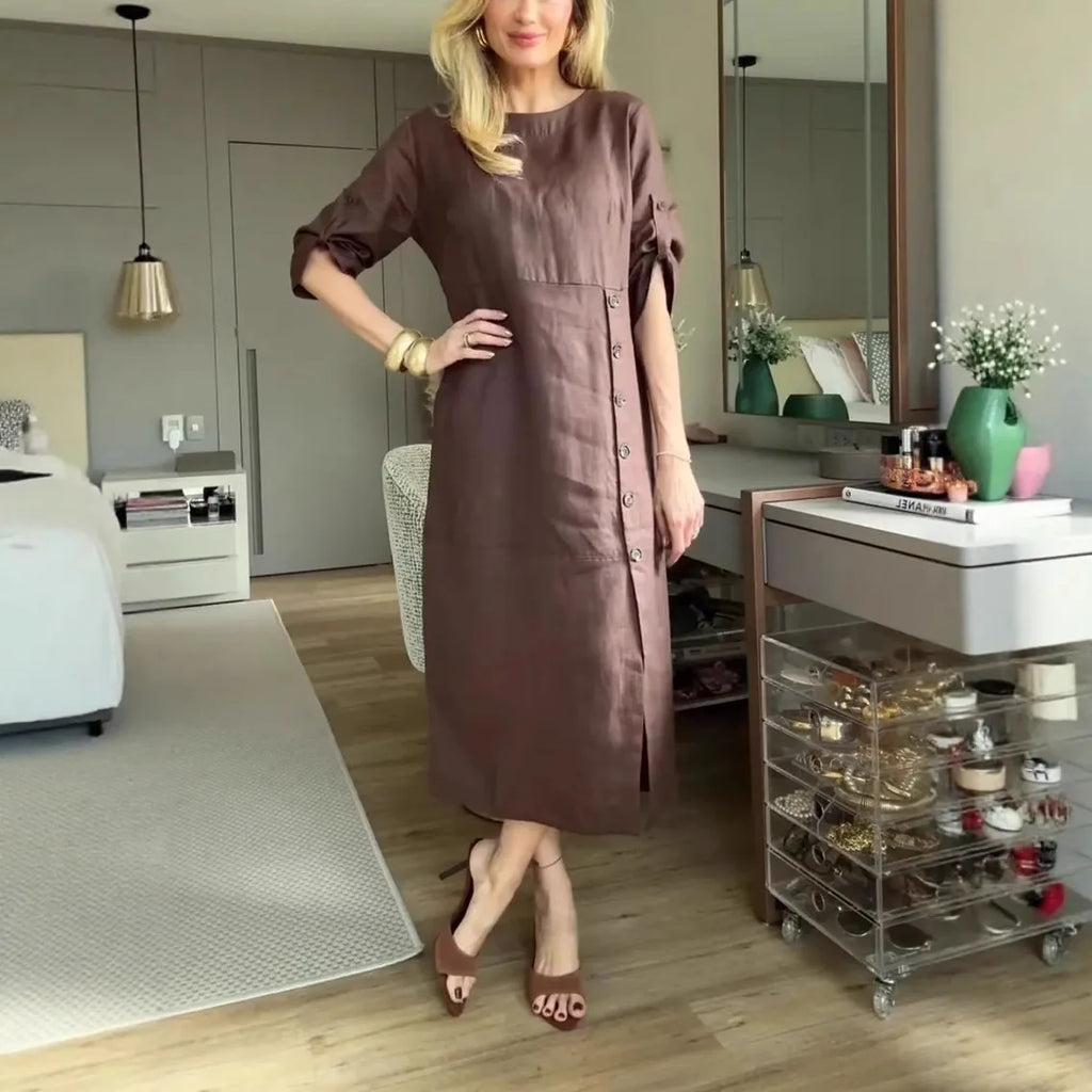 Vestido Lidia - Elegância e conforto em linho (tendência francesa)