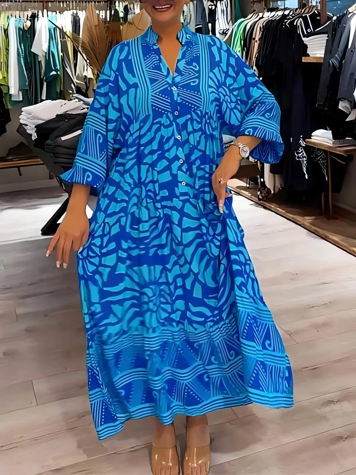 Vestido Aurora - Estampado fluido preferido das style mavens (tendência americana)