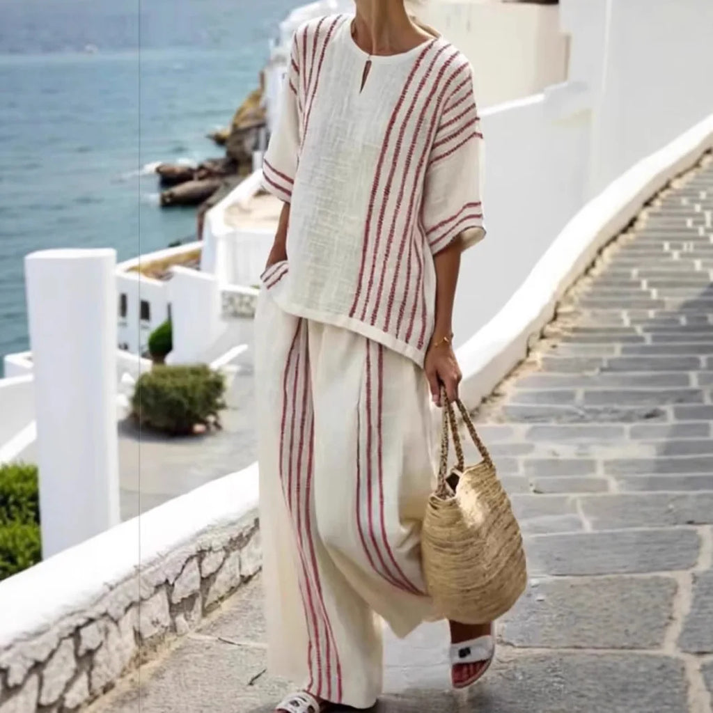 Conjunto Erica -Alta qualidade em linho preferido das style mavens (tendência grega)