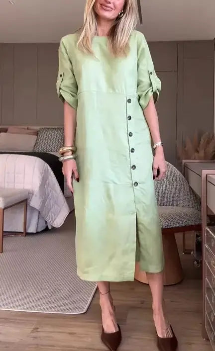 Vestido Lidia - Elegância e conforto em linho (tendência francesa)