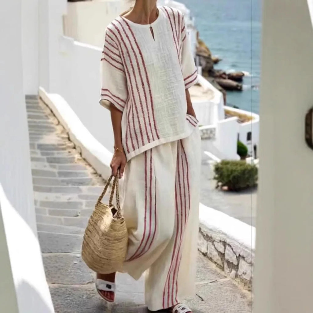 Conjunto Erica -Alta qualidade em linho preferido das style mavens (tendência grega)