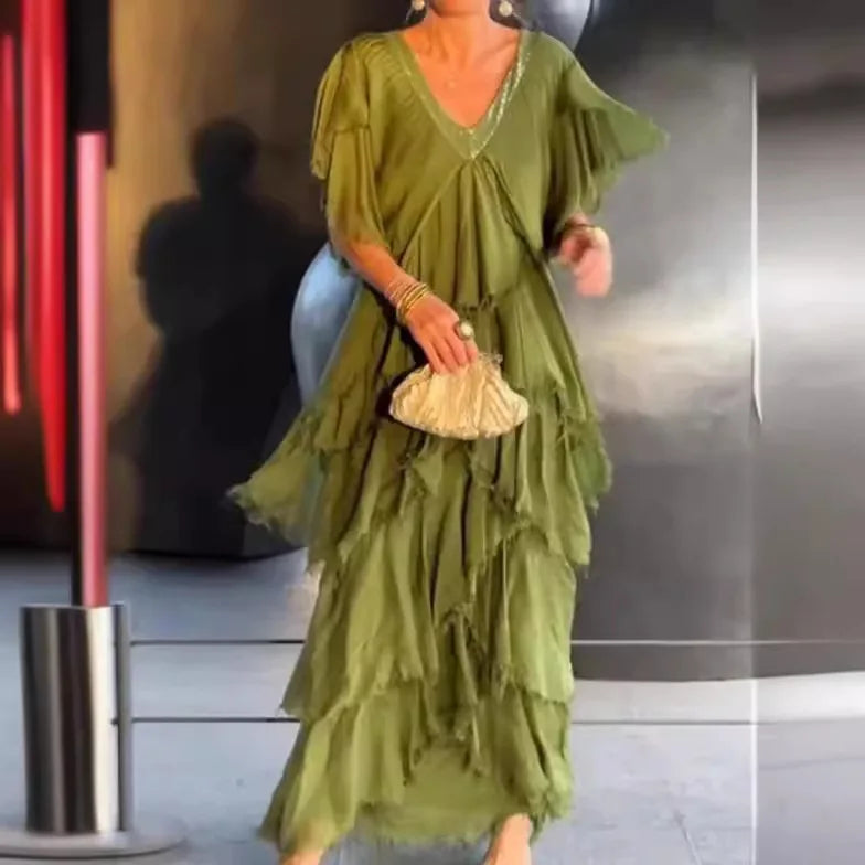 Vestido Edina - Seu alto padrão em chiffon (tendência francesa)