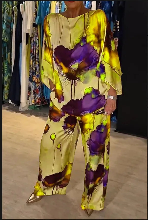 Conjunto Ester - Floral fluido top pick das trendsetters (tendência francesa)