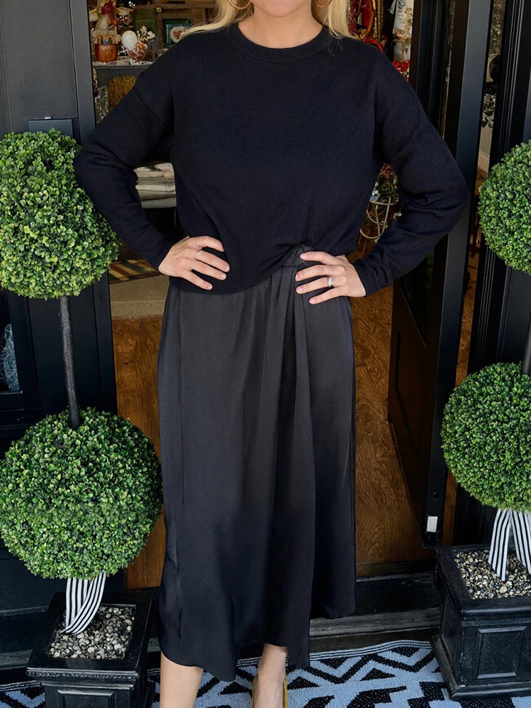 Conjunto Catarina - Tendência europeia vestido + suéter (must-have das style mavens)