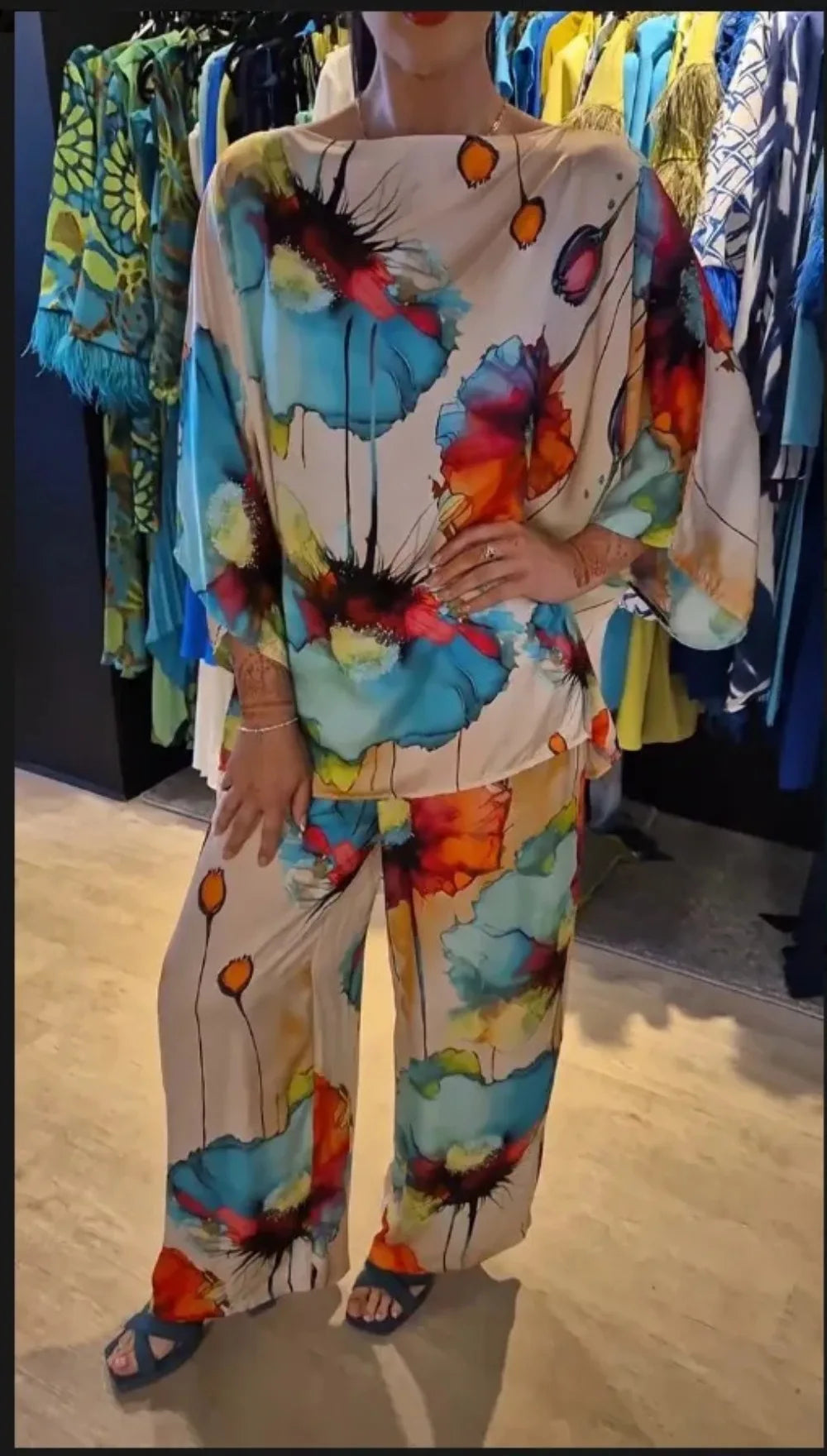 Conjunto Ester - Floral fluido top pick das trendsetters (tendência francesa)