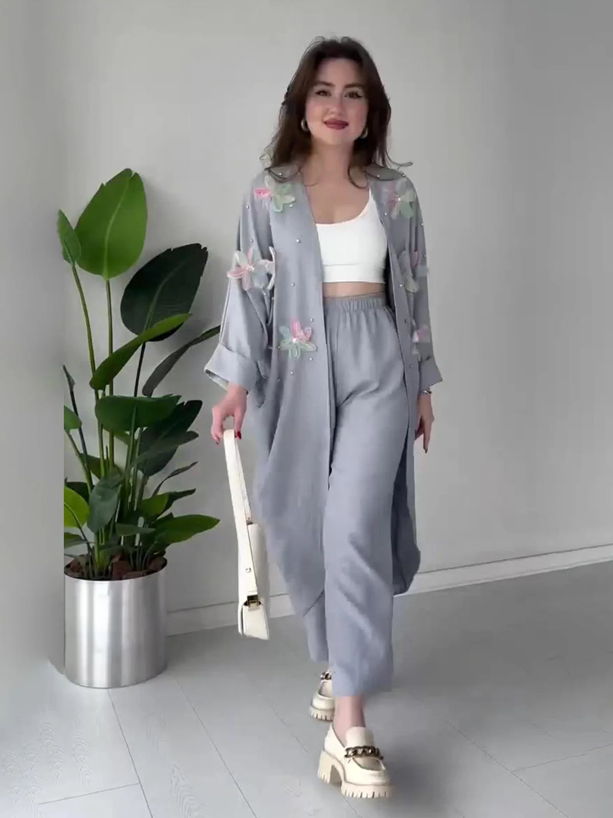 Conjunto Sandra - Tendência 2026 cardigan + calça (tendência belga)