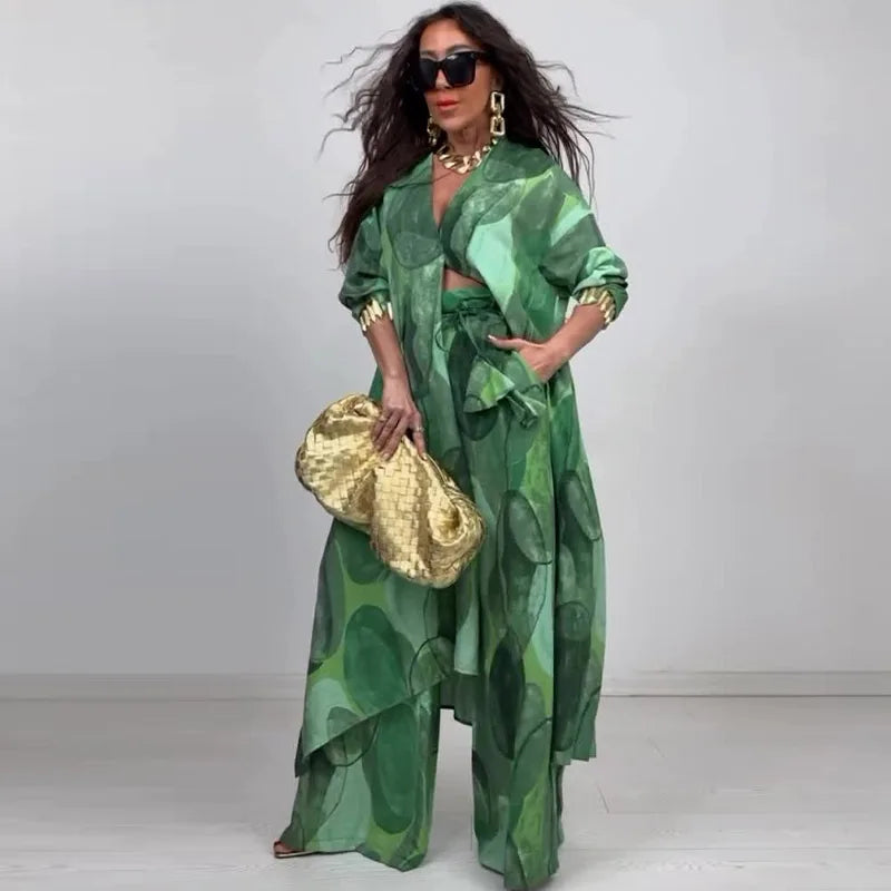 Conjunto Ingrid - O seu must-have vestido + calça (tendência Americana)