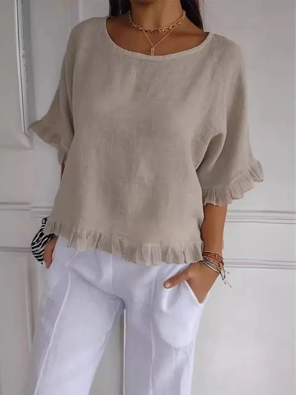 Blusa Carina - Must-have em linho de alta qualidade (tendência francesa)