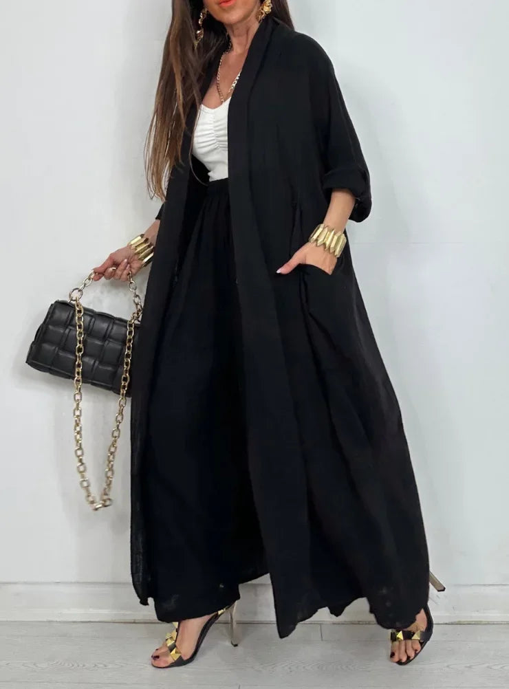Conjunto Catarina - Calça + cardigan preferido das blogueiras europeias
