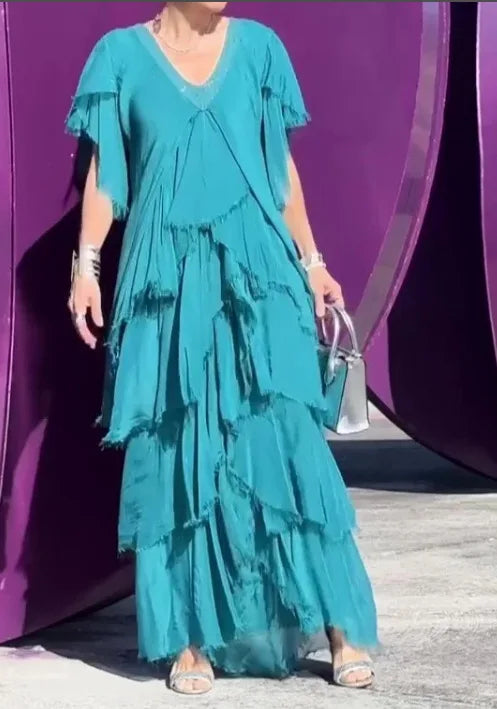 Vestido Edina - Seu alto padrão em chiffon (tendência francesa)