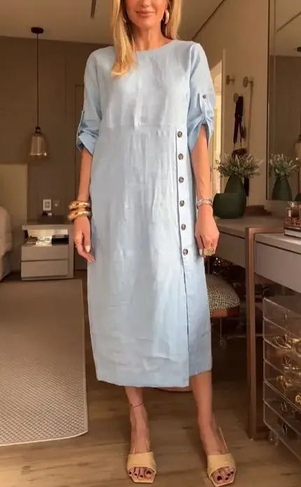 Vestido Lidia - Elegância e conforto em linho (tendência francesa)