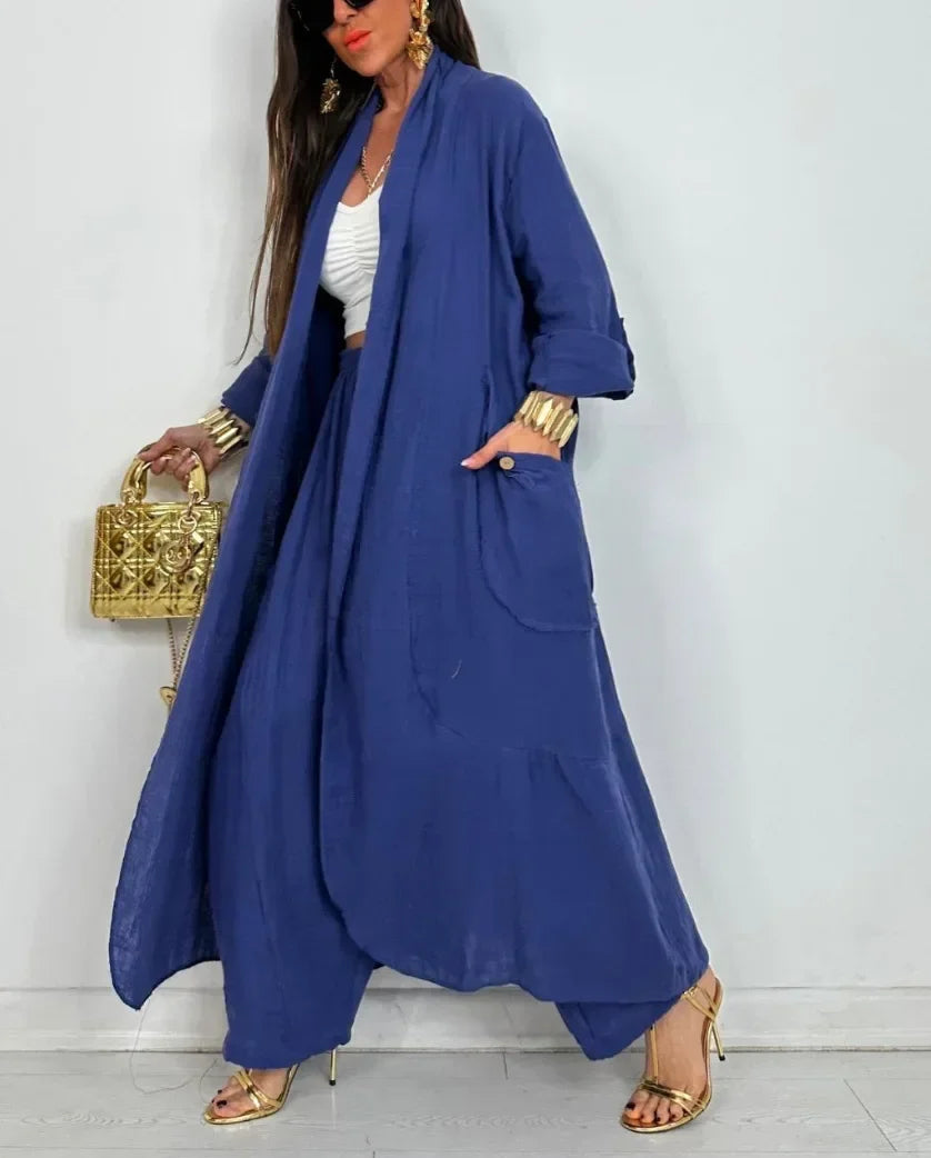 Conjunto Catarina - Calça + cardigan preferido das blogueiras europeias