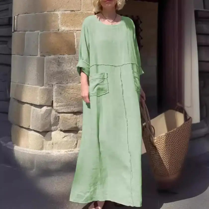 Vestido Valéria - Alta qualidade em linho preferido das style icons (tendência grega)