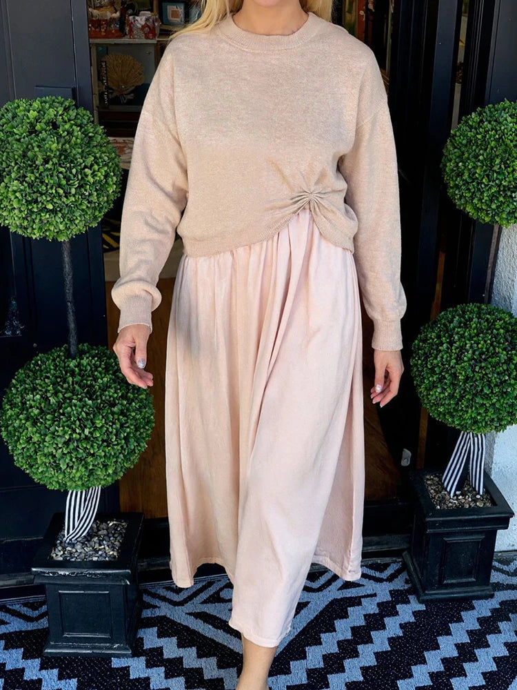 Conjunto Catarina - Tendência europeia vestido + suéter (must-have das style mavens)