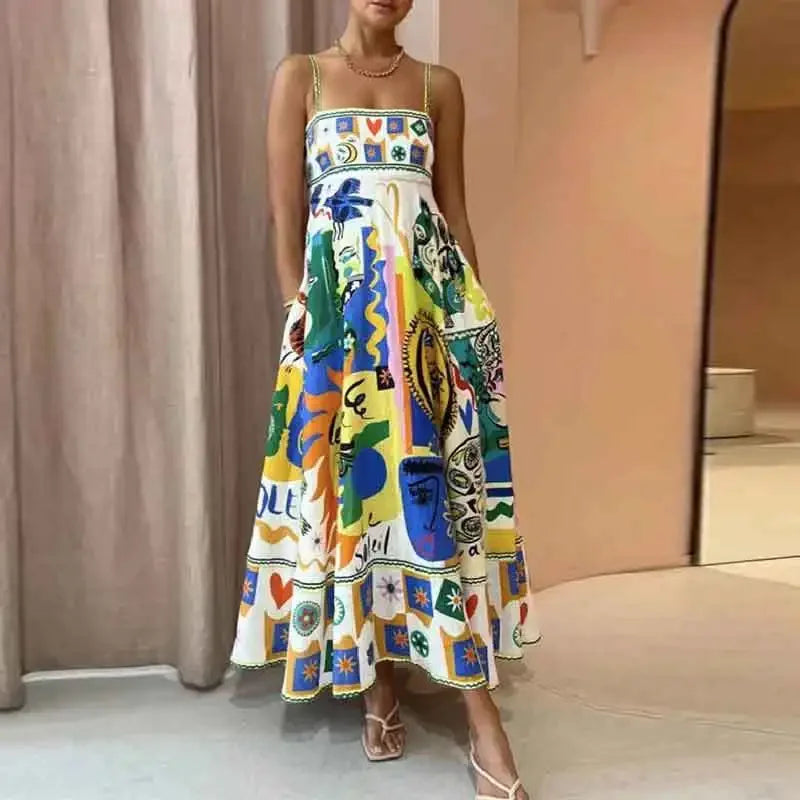 Vestido Dizi - Summer 2025 Estampado Cores Vibrantes