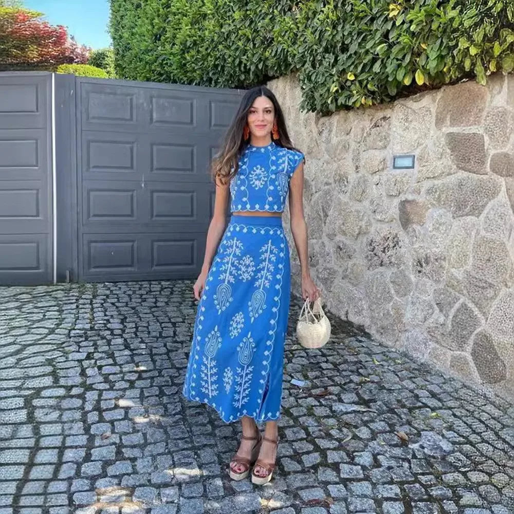 Conjunto Luza - Conjunto Boho Bordado (Tendência do verão italiano)