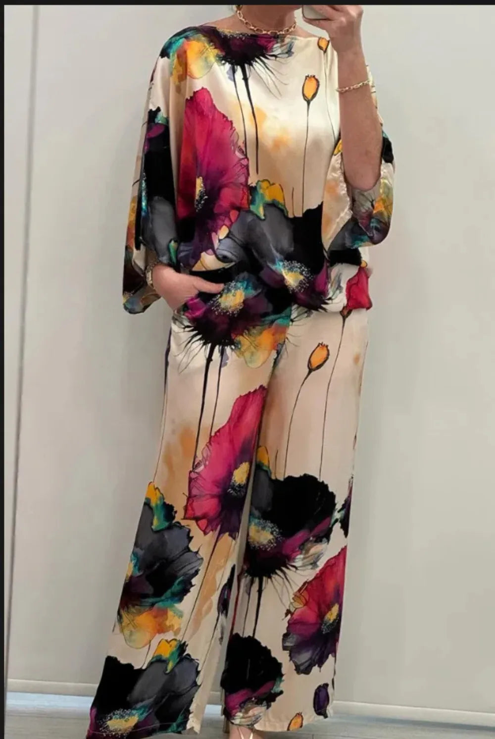 Conjunto Ester - Floral fluido top pick das trendsetters (tendência francesa)