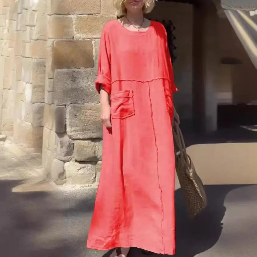 Vestido Valéria - Alta qualidade em linho preferido das style icons (tendência grega)