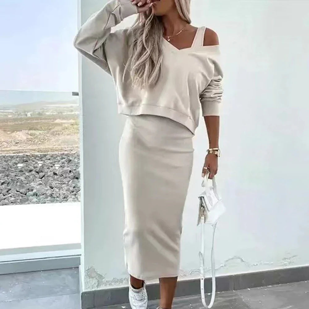 Conjunto Alicia - O mais amado belas blogueiras americanas vestido + suéter