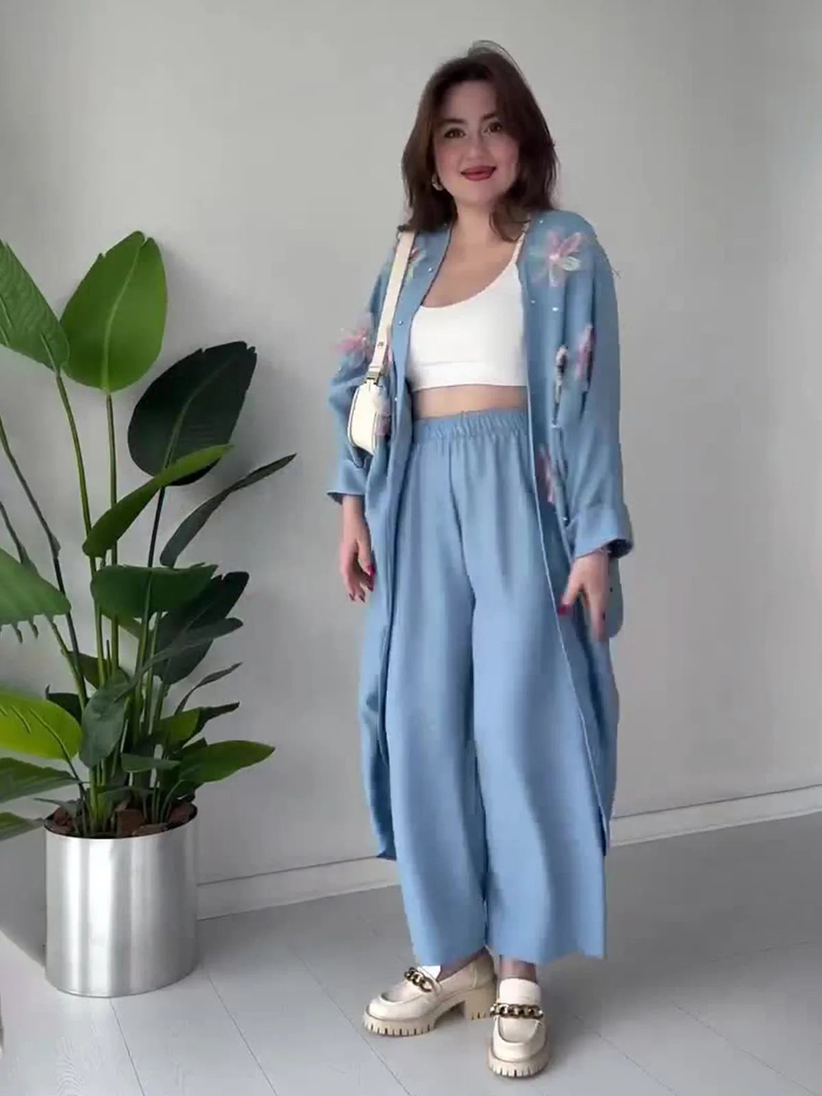 Conjunto Sandra - Tendência 2026 cardigan + calça (tendência belga)