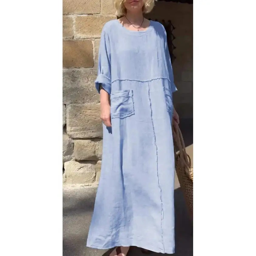 Vestido Valéria - Alta qualidade em linho preferido das style icons (tendência grega)