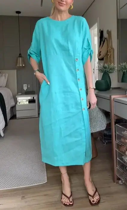 Vestido Lidia - Elegância e conforto em linho (tendência francesa)