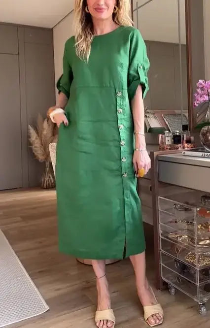 Vestido Lidia - Elegância e conforto em linho (tendência francesa)