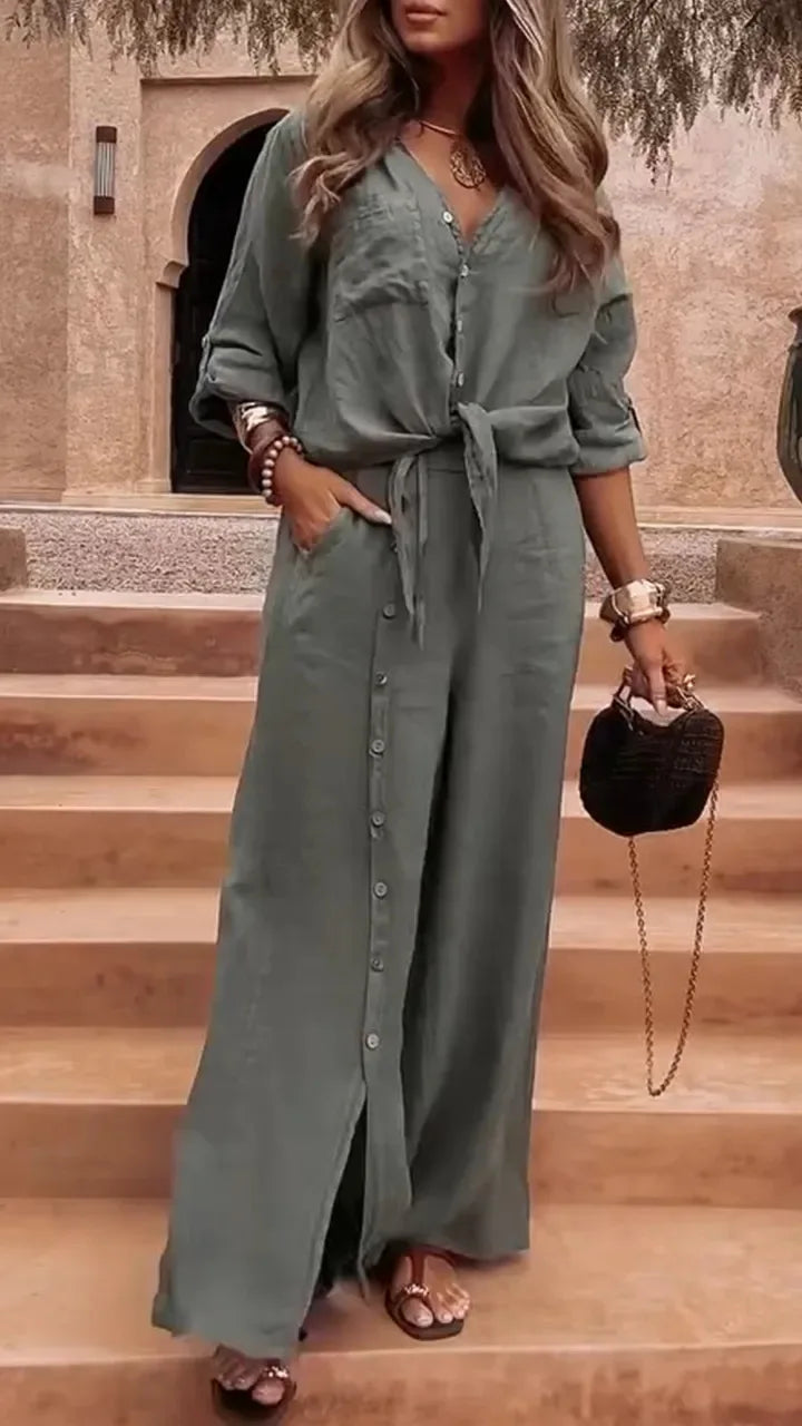 Conjunto Serena - Tendência em linho preferido das style mavens