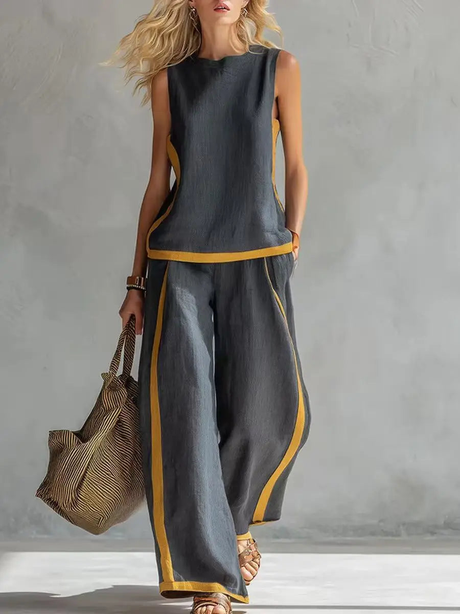 Conjunto Violeta - Seu standout piece em linho high quality (tendência grega)