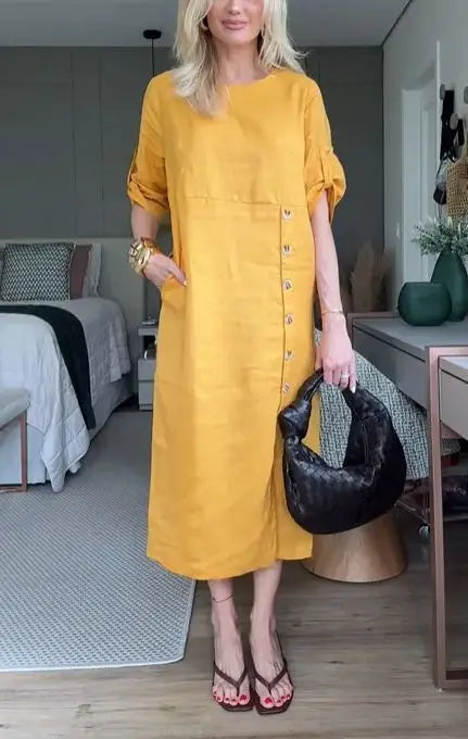 Vestido Lidia - Elegância e conforto em linho (tendência francesa)