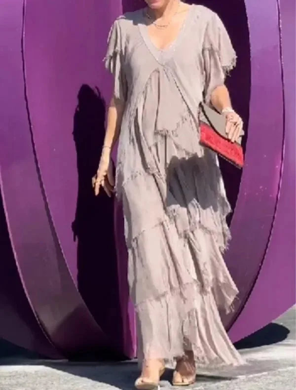 Vestido Edina - Seu alto padrão em chiffon (tendência francesa)
