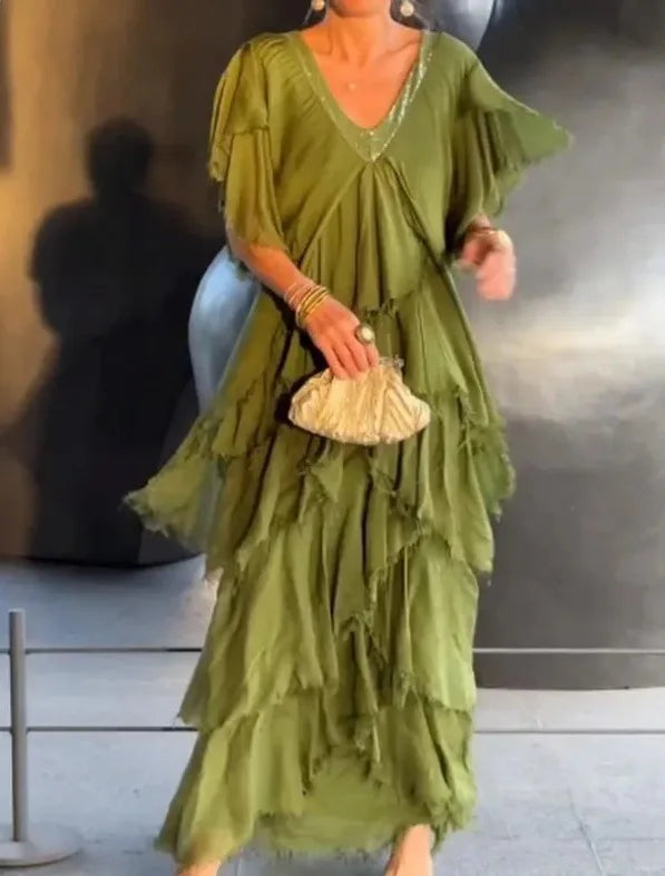 Vestido Edina - Seu alto padrão em chiffon (tendência francesa)